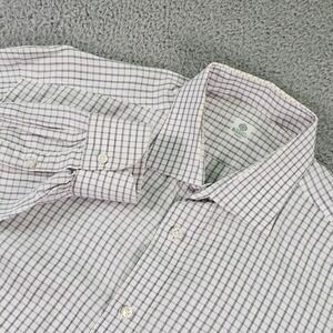Borrelli Napoli Shirt Mens 16 41 White Blue Check Dress Button Front Made Italy